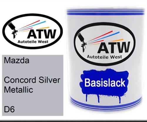 Mazda, Concord Silver Metallic, D6: 1L Lackdose, von ATW Autoteile West.